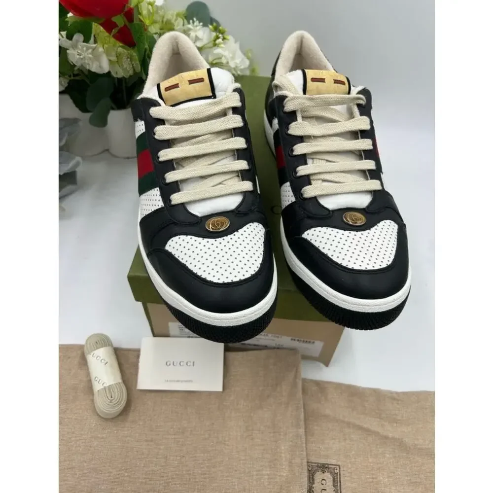 Men's Gucci screener web stripe leather sneakers size 12.5 fits 13 US